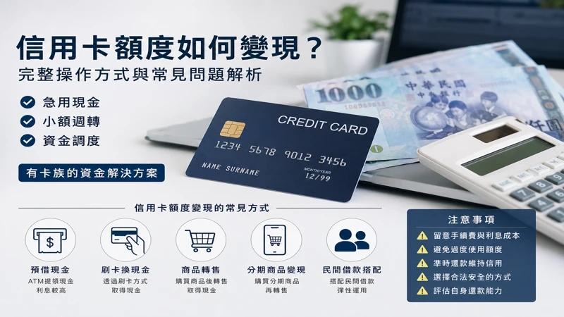 信用卡額度如何變現？完整操作方式與常見問題解析