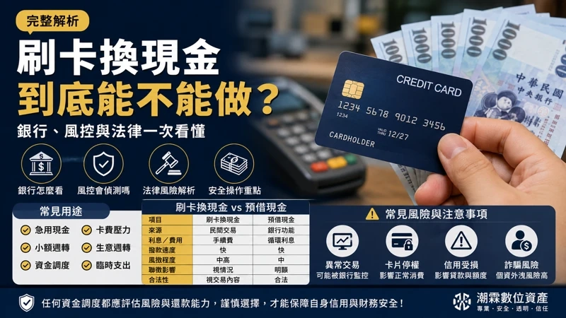 刷卡換現金到底能不能做？銀行、風控與法律一次看懂｜潮霖數位資產｜有卡即可申請
