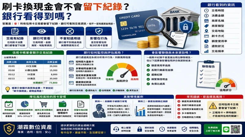 刷卡換現金會不會留下紀錄？銀行看得到嗎？｜潮霖數位資產｜有卡即可申請