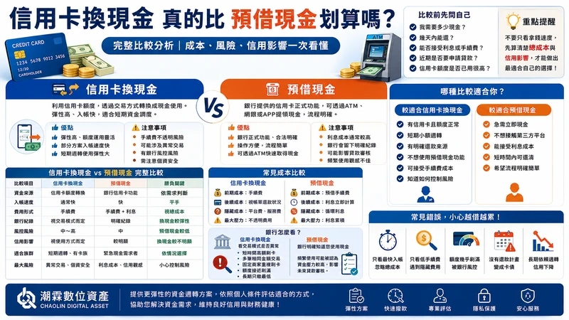 信用卡換現金真的比預借現金划算嗎？完整比較分析｜潮霖數位資產｜有卡即可申請