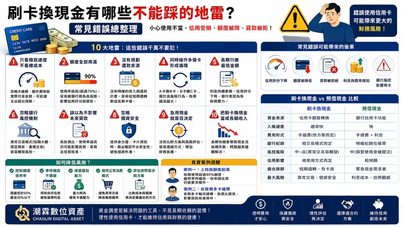 刷卡換現金有哪些不能踩的地雷？常見錯誤總整理｜潮霖數位資產｜有卡即可申請